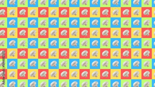Seamless looping pattern of stylized champignon icons, creating a simple.