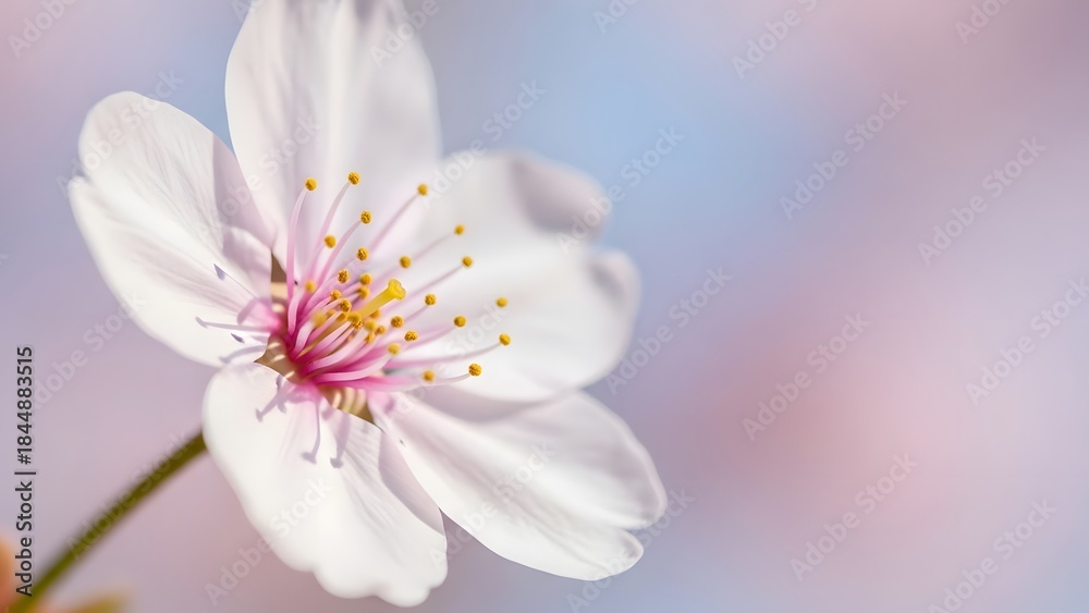 Obraz premium Theme Sakura season, view of single sakura flower, selective focus