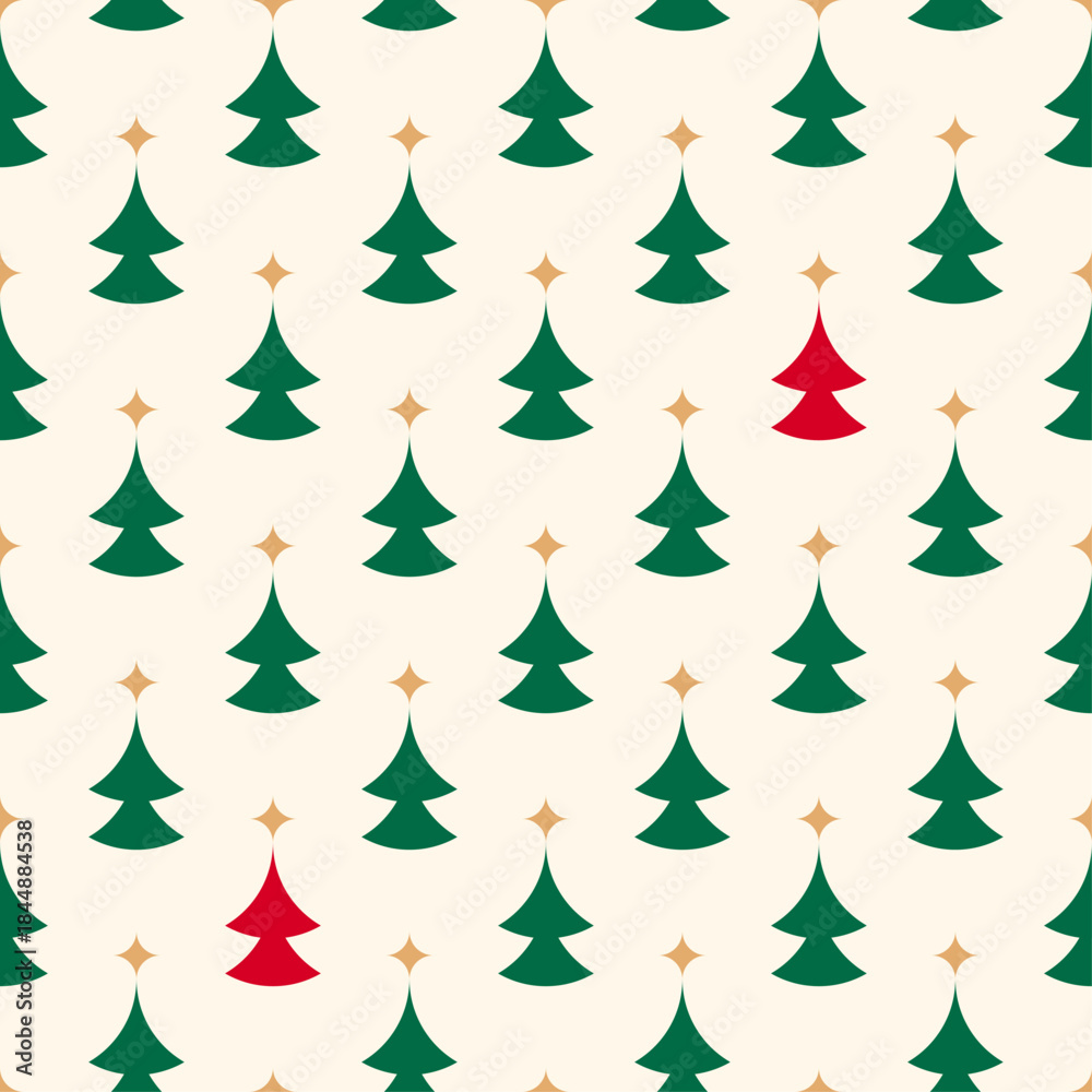 Obraz premium Minimal geometric pine tree seamless pattern design for Christmas and new year background.
