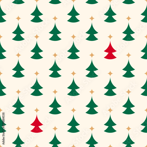Minimal geometric pine tree seamless pattern design for Christmas and new year background.