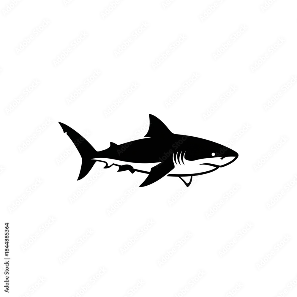 Fototapeta premium 【Animals Icons – Basic】Shark silhouette icon for logo and design｜サメのシルエットアイコン（ロゴ・デザイン用）