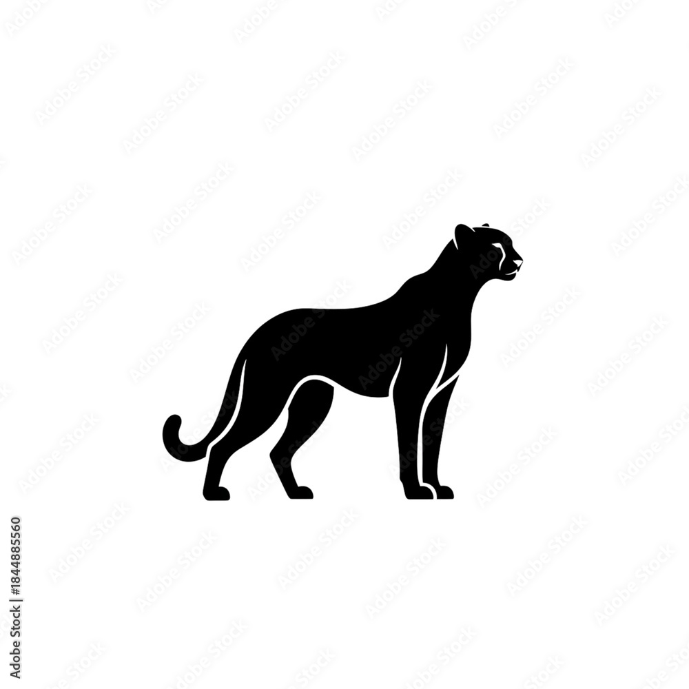 Obraz premium 【Animals Icons – Basic】Big cat silhouette icon for wildlife and logo design｜大型ネコ科のシルエットアイコン 野生動物・ロゴ用