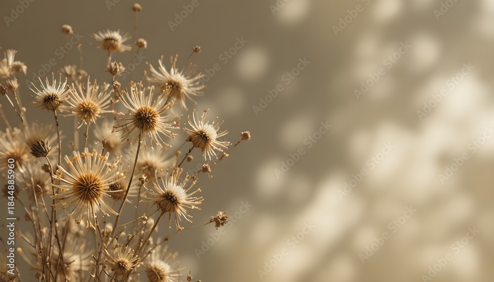 Obraz premium Soft-focus dried flowers with a dreamy creamy background