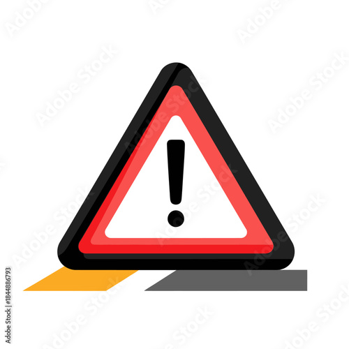 Red-bordered triangle with black exclamation mark, warning sign, safety symbol.