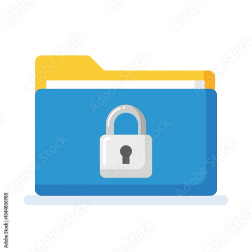Secure Blue Folder Icon with Padlock, Representing Data Protection and Privacy.