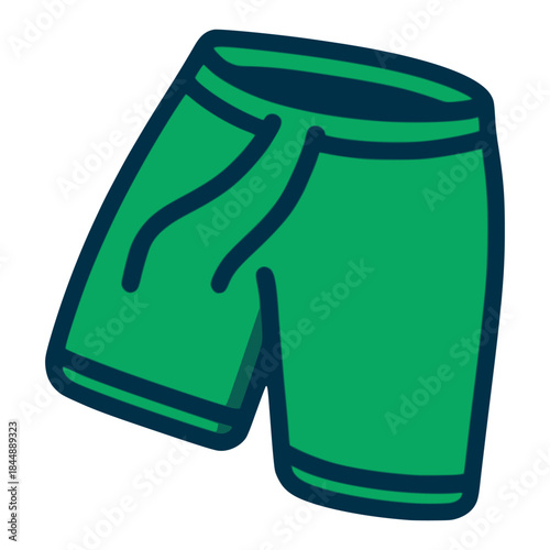 green short sports pants flat color vector illustration template design