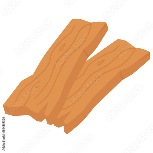 Wooden plank bar construction material carpentry flat color vector illustration template design