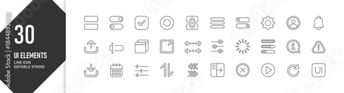 30 UI Elements Line Icons for App, Web, Dashboard and User Interface Design