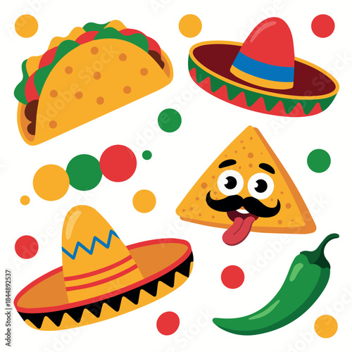 Celebrate fiesta with taco sombrero and nachos for cinco de mayo mexican food and culture party 100