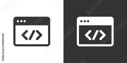 Source Code Window icon. Solid glyph series icon