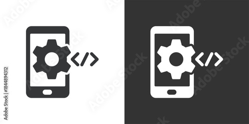 Mobile App Development icon. Solid glyph series icon