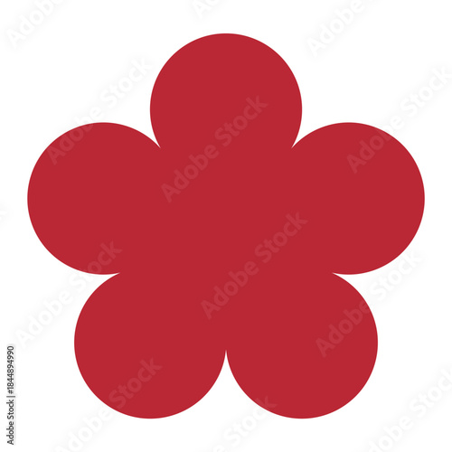 梅の花のイラスト素材　和柄　背景透過　赤色
