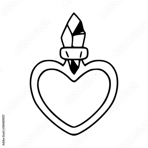 heart shaped magic potion bottle, romantic elixir vector illustration