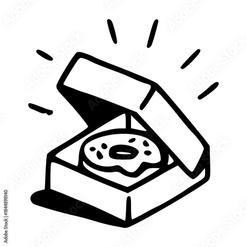 doughnut in a box icon, vector illustration of sweet snack