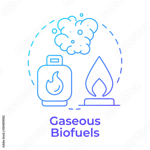 Gaseous biofuels blue gradient concept icon. Organic biogas, carbon dioxide. High temperature. Round shape line illustration. Abstract idea. Graphic design. Easy to use in article, brochure