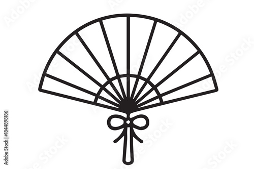 Minimalist vector illustration of a traditional Chinese fan, featuring clean lines, simple shapes, elegant form, flat design style, balanced composition, and a calm cultural aesthetic.