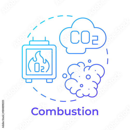 Combustion blue gradient concept icon. Chemical process, heat increase. Carbon monoxide. Round shape line illustration. Abstract idea. Graphic design. Easy to use in article, brochure