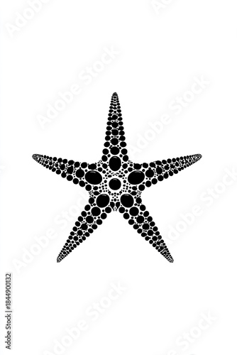 Black and white sea creature with dot patterns, symmetrical design