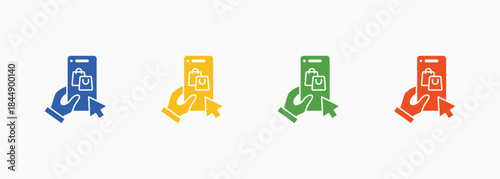 Ecommerce App-Icon Multiple Color Style Collection Element For Design