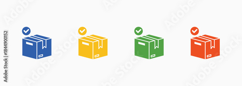 Package-Icon Multiple Color Style Collection Element For Design