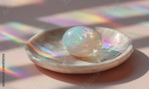 A white crystal ball sits in a bowl