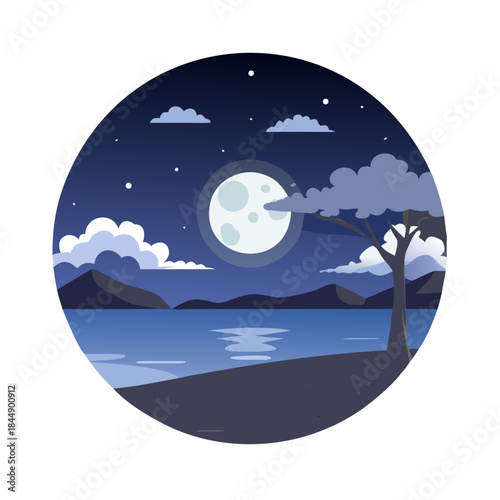 moon light with dark sea