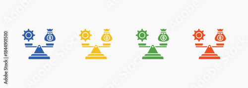 Financial Stability Icon Set Multiple Color Style Element For Design