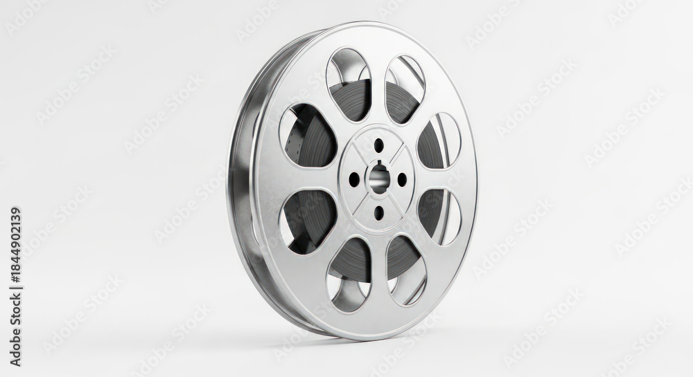 Fototapeta premium Close-up of a silver alloy wheel against a plain white background.