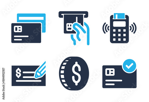 Payment Methods icon set. Solid glyph series icons