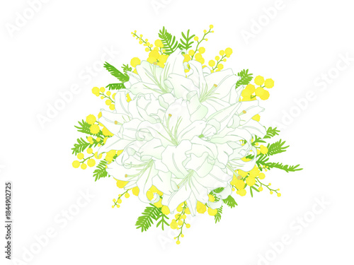 ゆりとミモザのブーケ