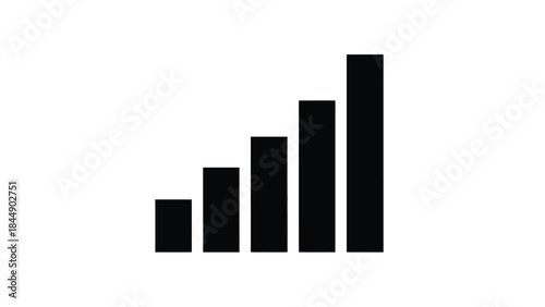 A simple graphic illustrating increasing signal strength with five vertical bars