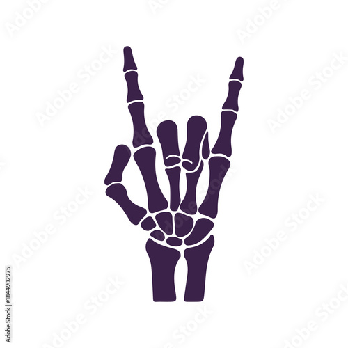 rock and roll hand bone skull art vector illustration