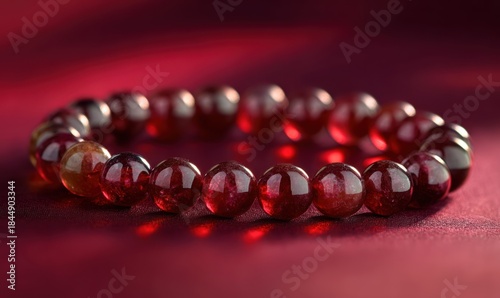 A red bracelet with a bunch of small red beads