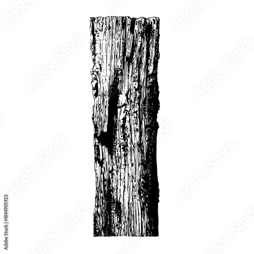 Illustration of a textured rectangular piece of wood with a rough and detailed surface appearance design