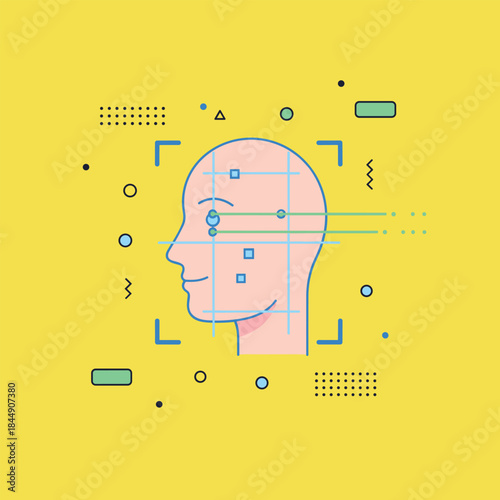 Facial Recognition Technology - Scanning a Human Face for Identification.