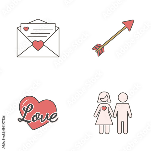 Set of Love Couple Marriage logo icon cartoon illustration