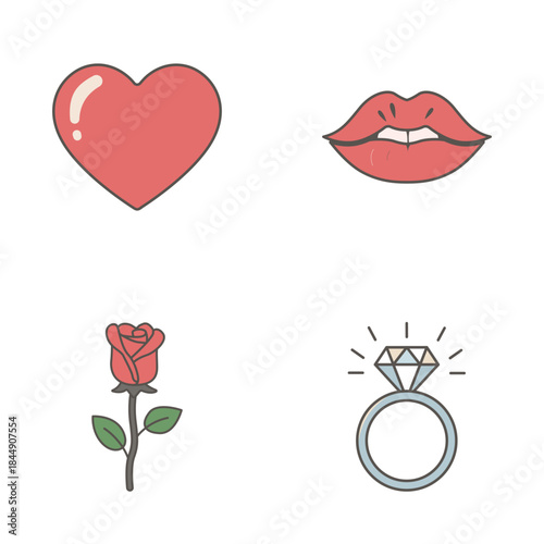 Set of Love Couple Marriage logo icon cartoon illustration