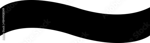 Ribbon banner icon in black flat style. Decorative label strip silhouette, award tag sign, Vintage vector illustration for project design branding and presentation isolated on transparent background.