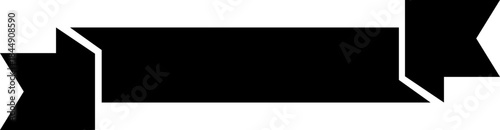 Ribbon banner icon in black flat style. Decorative label strip silhouette, award tag sign, Vintage vector illustration for project design branding and presentation isolated on transparent background.