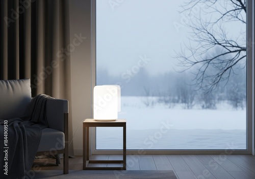 Cozy Living Room with Winter View