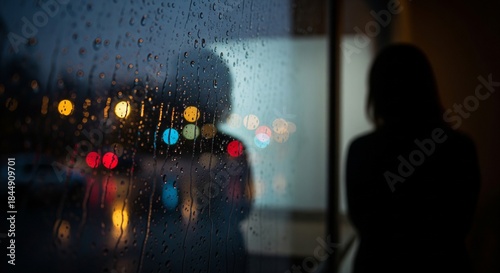 Rainy Window Reflection
