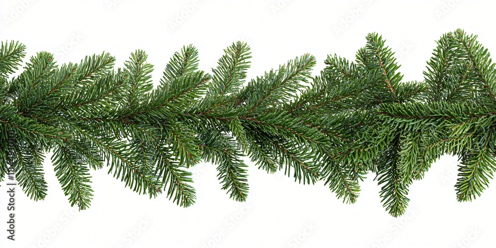 Obraz premium Isolated close-up of a green fir tree branch with needles, a festive evergreen Christmas decoration for the winter holiday season