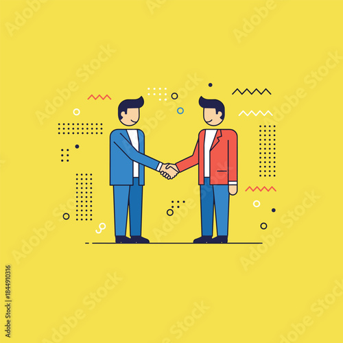 Businessmen shaking hands in agreement, sealing a deal with a handshake.