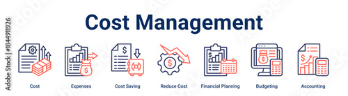 Cost Management banner web icon vector illustration concept for business with icon of Cost, Expenses, Cost Saving, Reduce Cost, Financial Planning, Budgeting.
