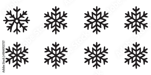 Snowflake icon graphic set. trendy stroke line style