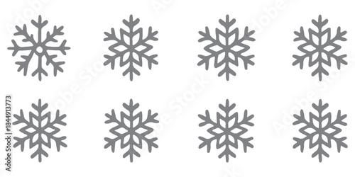 Snowflake icon graphic set. trendy stroke line style