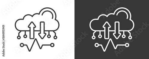 Cloud Traffic Icon Set Vector Collection Isolated In Black And White