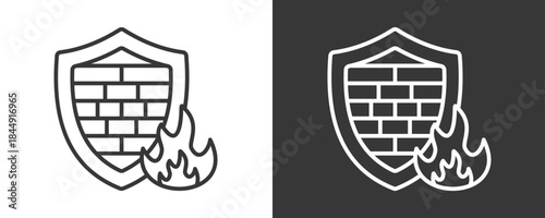 Firewall Icon Set Vector Collection Isolated In Black And White
