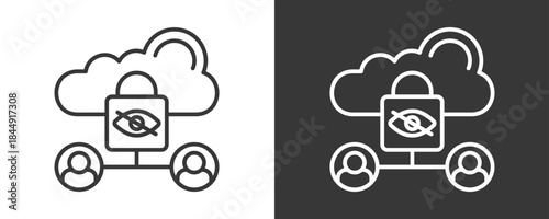 Private Cloud Icon Set Vector Collection Isolated In Black And White