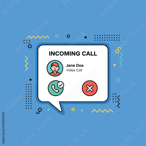 Incoming Video Call Interface with Accept and Decline Buttons.